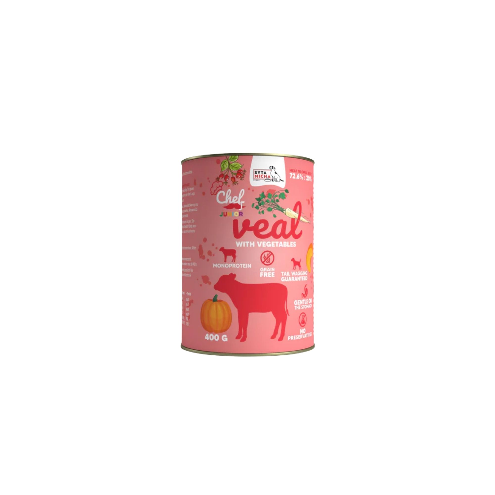 Syta Micha Mokra karma dla psa Cielęcina z warzywami JUNIOR 400 g Syta Micha Mokra karma dla psa Cielęcina z warzywami JUNIOR 400 g - obrazek 1