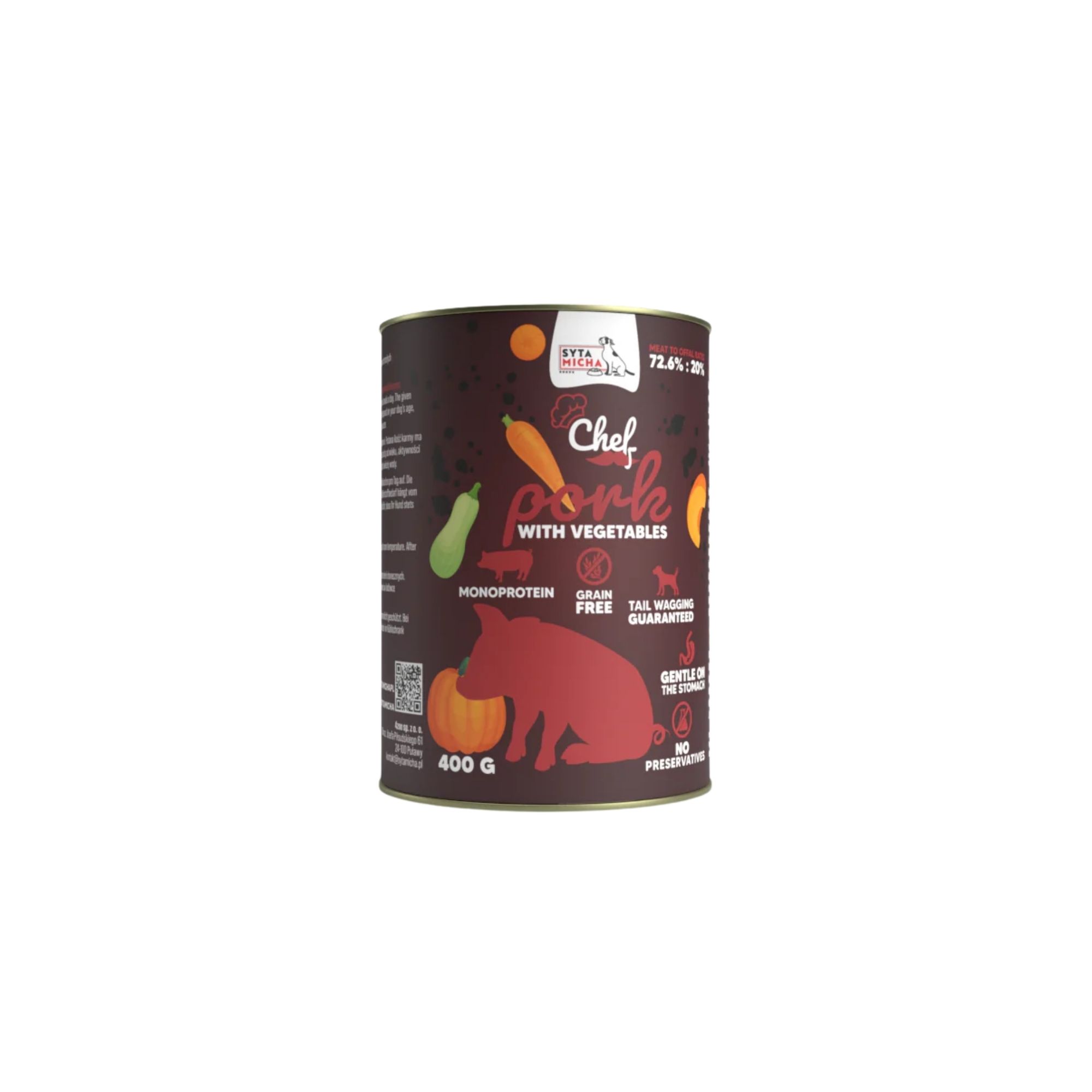 Syta Micha Mokra karma dla psa Wieprzowina z warzywami 400g Syta Micha Mokra karma dla psa Wieprzowina z warzywami 400g - obrazek 1